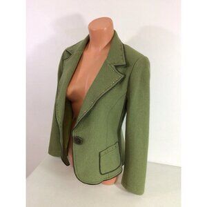 Green Wool Coat Blazer Jacket Womens Small